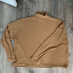 Forever 21 Tan Drop Shoulder High Neck Sweater